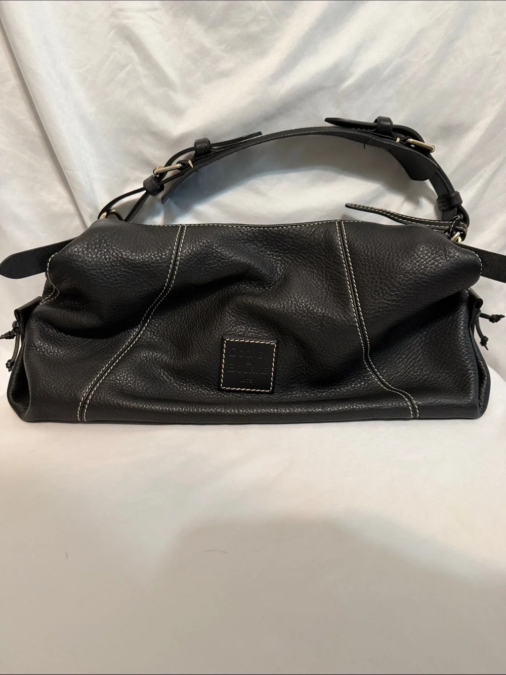 Dooney & Bourke Black Leather Pebbled Shoulder Hobo
